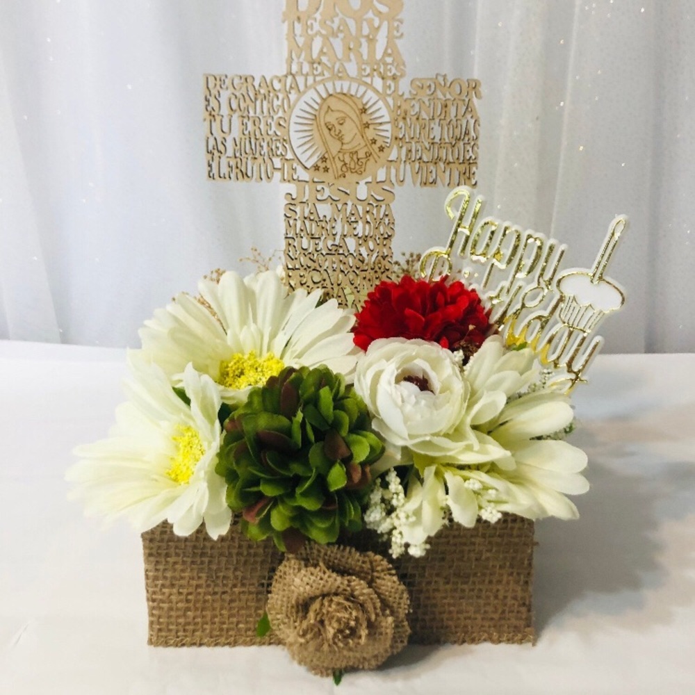 Wedding Floral Centerpieces, Table Decor, Happy B.